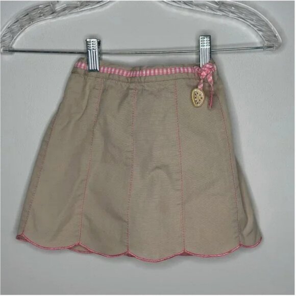 Gymboree Scalloped Hem Tan Skort with Lemon Details and Pink Piping Size 6 - Picture 1 of 5
